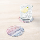 Abstrakte Aquarellkunst aus Blaurosa Marmor Untersetzer (Vor Ort)