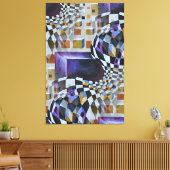 Abstrakte Aquarellkunst mit Schachmuster Leinwanddruck (Insitu (Wohnzimmer))
