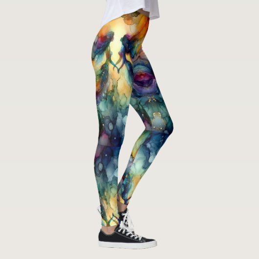 Abstrakte Aquarellmaid Leggings (Rechts)