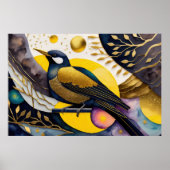 Abstrakte Aquarellmalerei auf Vögel 3:2 Poster (Vorne)