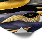 Abstrakte Aquarellmalerei auf Vögel 5:4 Poster (Ecke)