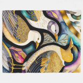 Abstrakte Aquarellmalerei auf Vögeln Fleecedecke (Vorderseite (Horizontal))