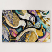 Abstrakte Aquarellmalerei auf Vögeln Puzzle (Horizontal)