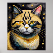 Abstrakte Aquarellmalerei einer Katze 5:4 Poster (Vorne)