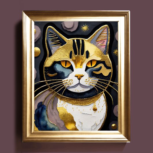 Abstrakte Aquarellmalerei einer Katze 5:4 Poster