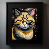 Abstrakte Aquarellmalerei einer Katze 5:4 Poster