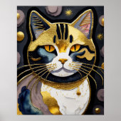 Abstrakte Aquarellmalerei einer Katze 5:4 Poster (Vorne)