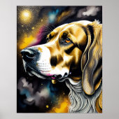 Abstrakte Aquarellmalerei eines Hundes 5:4 Poster (Vorne)