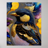 Abstrakte Aquarellmalerei eines Vogels 5:4 Poster (Vorne)