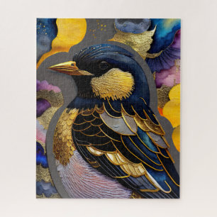 Abstrakte Aquarellmalerei eines Vogels Puzzle