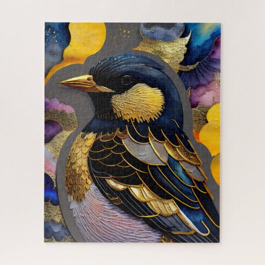 Abstrakte Aquarellmalerei eines Vogels Puzzle (Vertikal)