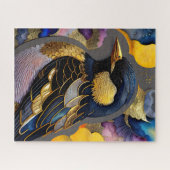 Abstrakte Aquarellmalerei eines Vogels Puzzle (Horizontal)