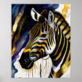 Abstrakte Aquarellmalerei eines Zebra 5:4 Poster (Vorne)