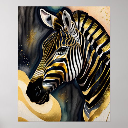 Abstrakte Aquarellmalerei eines Zebra 5:4 Poster (Vorne)