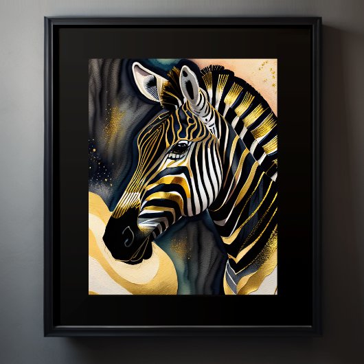 Abstrakte Aquarellmalerei eines Zebra 5:4 Poster