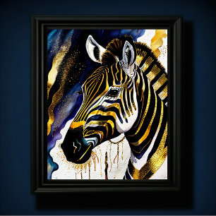 Abstrakte Aquarellmalerei eines Zebra 5:4 Poster
