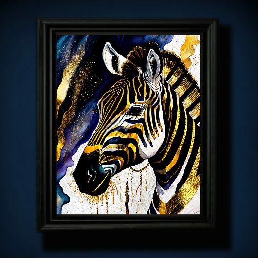 Abstrakte Aquarellmalerei eines Zebra 5:4 Poster