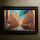 Abstrakte Aquarellmalerei Gold Citycape 3:2 Poster