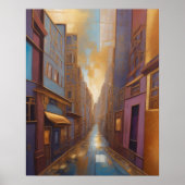 Abstrakte Aquarellmalerei Gold Citycape 4:5 Poster (Vorne)