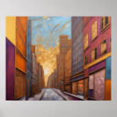 Abstrakte Aquarellmalerei Gold Citycape 5:4 Poster (Vorne)