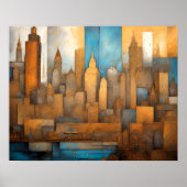Abstrakte Aquarellmalerei Gold Citycape 5:4 Poster (Vorne)