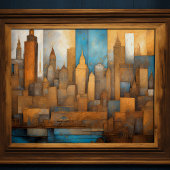 Abstrakte Aquarellmalerei Gold Citycape 5:4 Poster