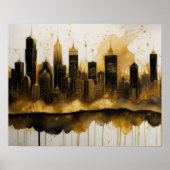 Abstrakte Aquarellmalerei Gold Citycape 5:4 Poster (Vorne)