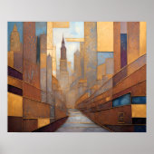 Abstrakte Aquarellmalerei Gold Citycape 5:4 Poster (Vorne)