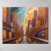 Abstrakte Aquarellmalerei Gold Citycape 5:4 Poster (Vorne)