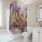 Abstrakte Aquarellmalerei Gold Citycape Duschvorhang (Beispiel)