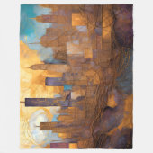 Abstrakte Aquarellmalerei Gold Citycape Fleecedecke (Vorderseite)