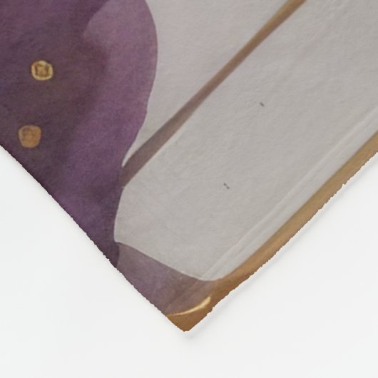 Abstrakte Aquarellmalerei Gold Citycape Lila Fleecedecke (Ecke)