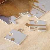 Abstrakte Aquarellmalerei Gold Citycape Puzzle (Seite)