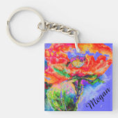 Abstrakte Aquarellmalerei mit rotem Mohn Schlüsselanhänger (Vorderseite)