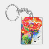 Abstrakte Aquarellmalerei mit rotem Mohn Schlüsselanhänger (Vorderseite links)