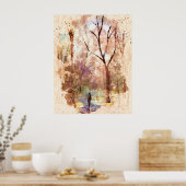 Abstrakte Aquarellmalerei Poster (Küche)