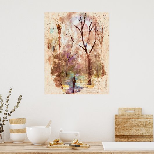 Abstrakte Aquarellmalerei Poster (Küche)