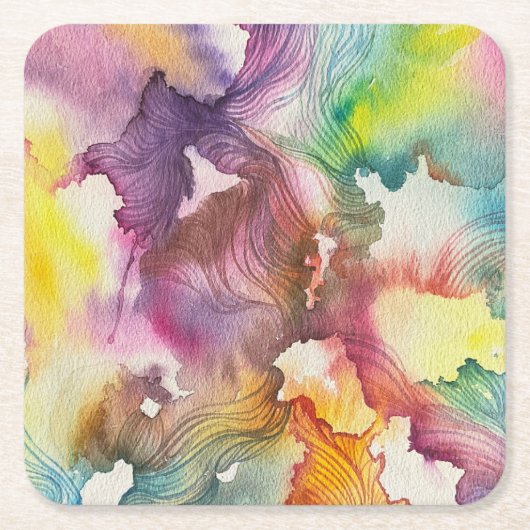 Abstrakte Aquarellmalerei Rechteckiger Pappuntersetzer (Vorderseite)