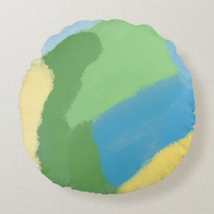 abstrakte Aquarellmalerei Rundes Kissen