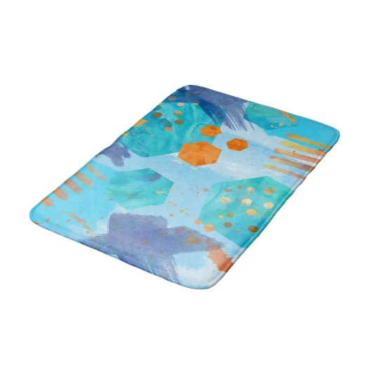 Abstrakte Aquarellmatte Badematte (Schrägansicht)