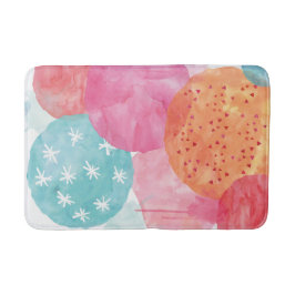 Abstrakte Aquarellmatte in Rosa und Orange Badematte