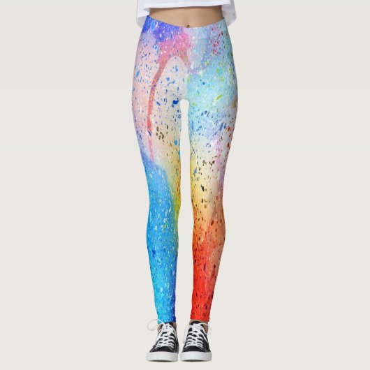 abstrakte Aquarellmuster Leggings (Vorderseite)
