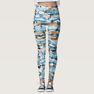 Abstrakte Aquarellmuster-Musiknoten. Leggings