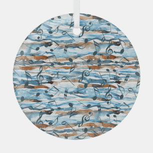 Abstrakte Aquarellmuster-Musiknoten. Ornament Aus Glas