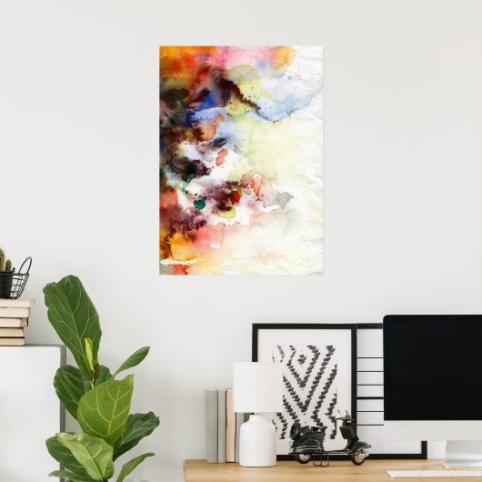 Abstrakte Aquarelltextur mit Farbe Poster (Heimbüro)