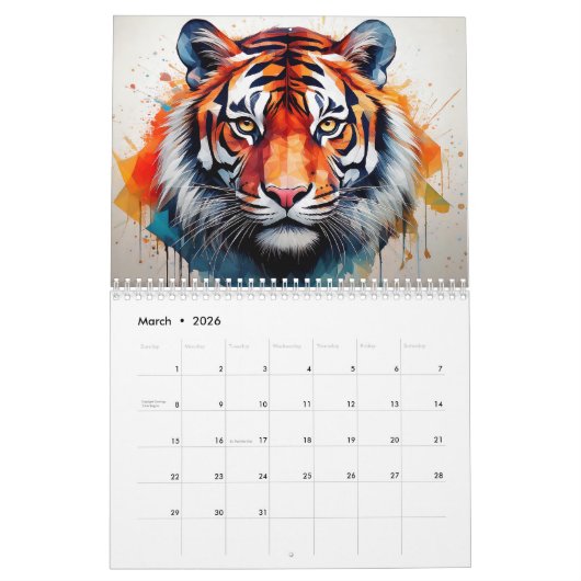 Abstrakte Aquarelltiere Kalender (Mär 2026)
