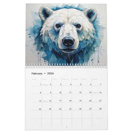 Abstrakte Aquarelltiere Kalender (Feb 2026)