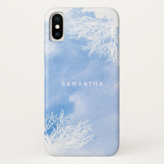 Abstrakte Aquarelltöne, trendige blaue Korallenrif Case-Mate iPhone Hülle