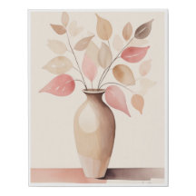 Abstrakte Aquarellvase mit Blätter zur Malerei