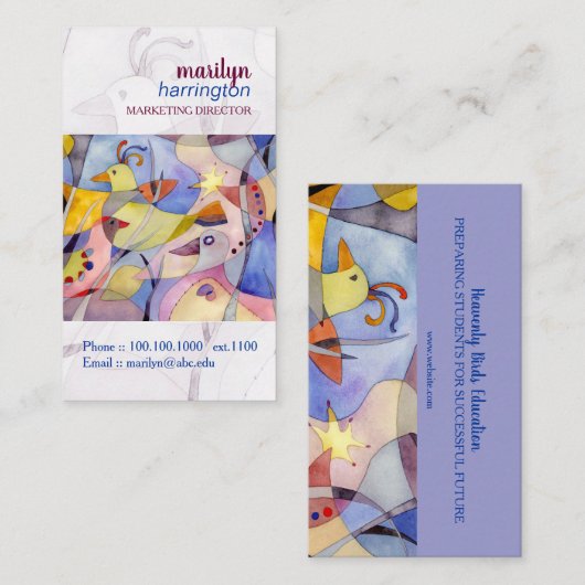 Abstrakte Aquarellvögel Visitenkarte (Vorne/Hinten)